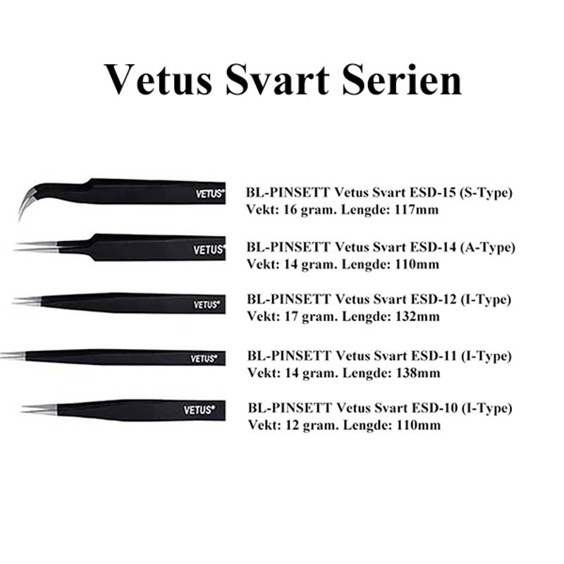 BL-PINSETT Vetus Svart ESD-14 (A-Type)